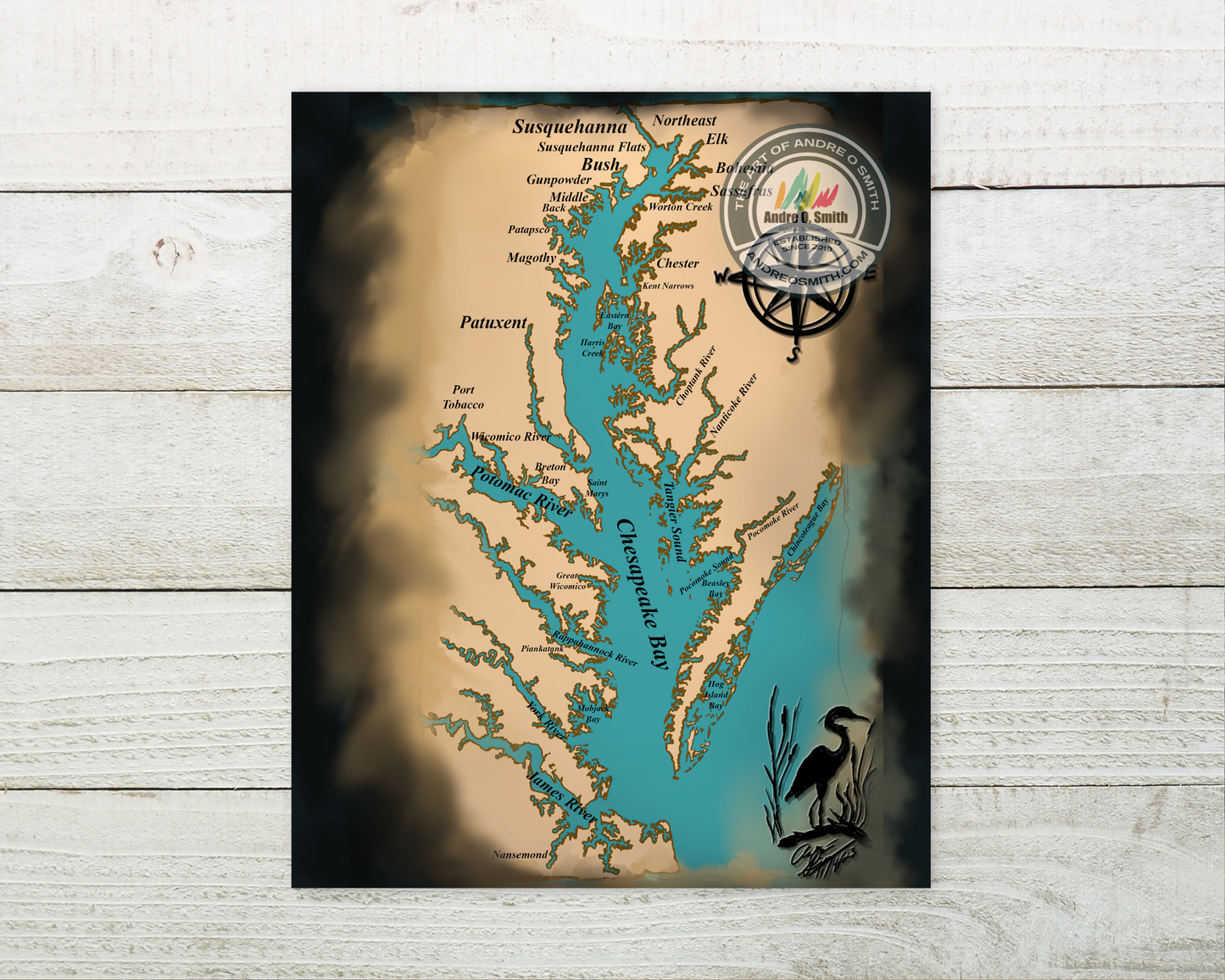 Chesapeake Bay Map - 8 x 10 Open Edition Print