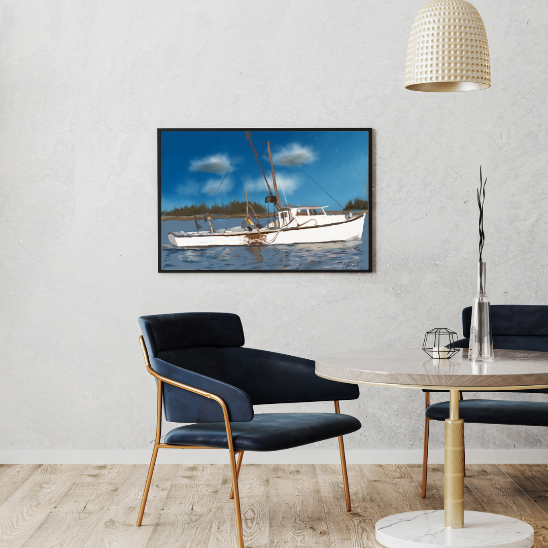 Deadrise At Work - 16 x 20 Framed Print