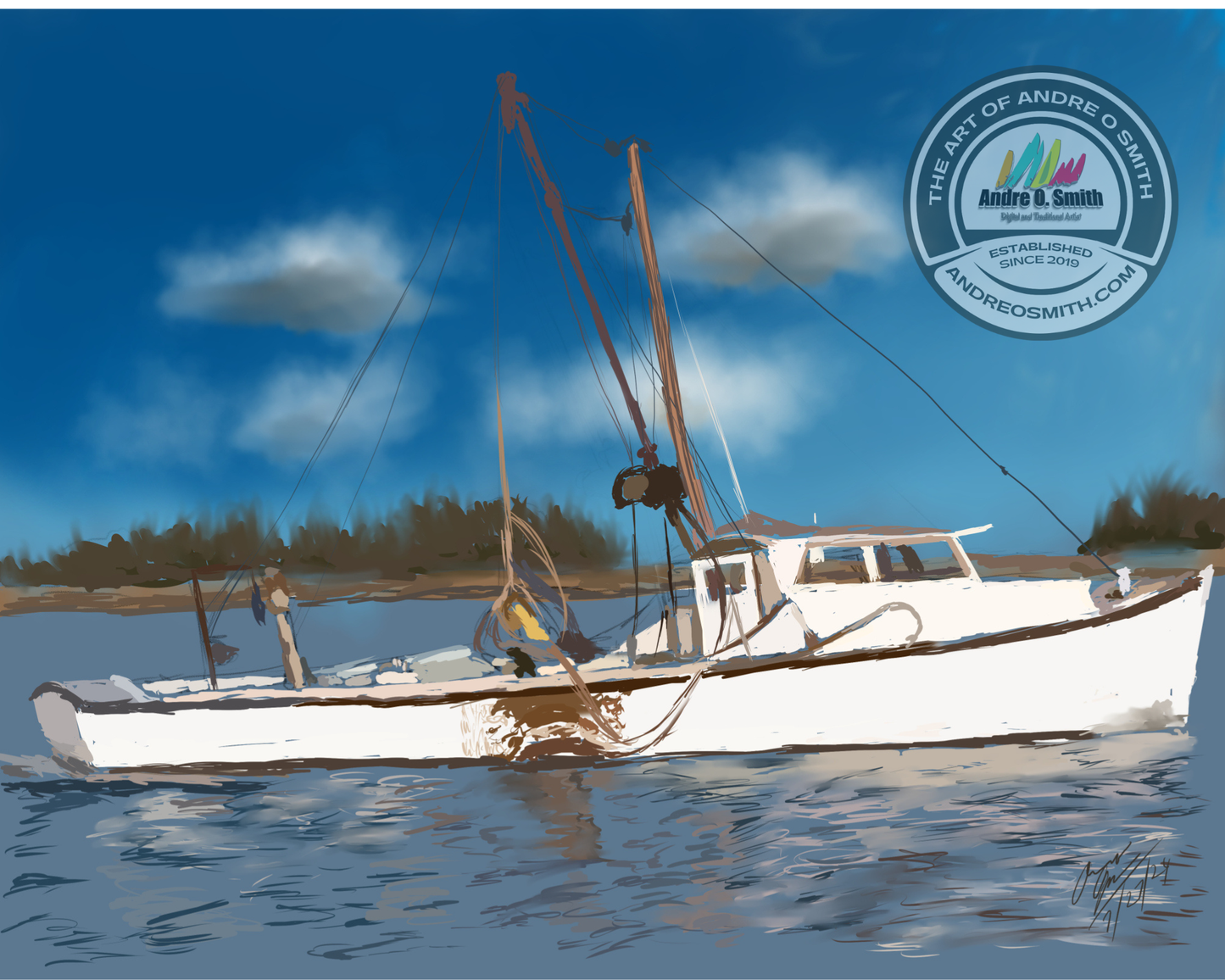 Deadrise At Work - 16 x 20 Framed Print