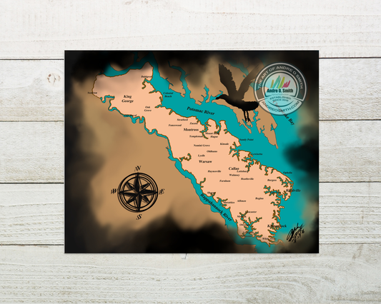 Northern Neck Map - 8 x 10 Open Edition Print