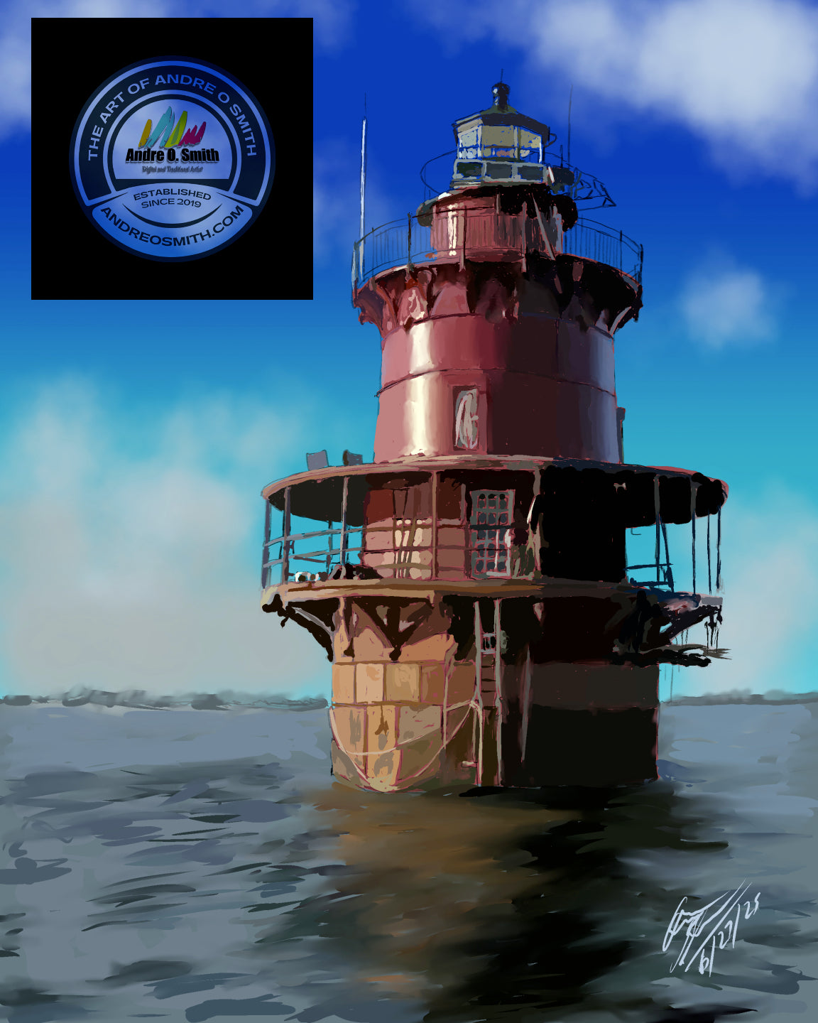 Newport News Lighthouse - 16 x 20 Framed Print
