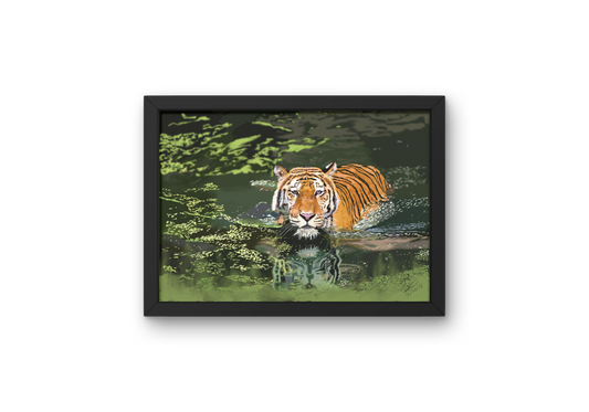 Tiger In Water - Digital Art Print