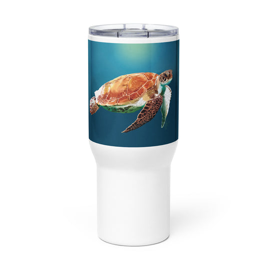 Sea Turtle In Peace - Travel mug with a handle