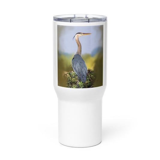 Great Blue Heron - Travel mug with a handle