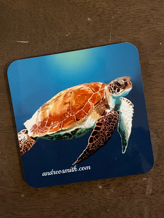 Sea Turtle In Peace - Hard Plastic Coaster